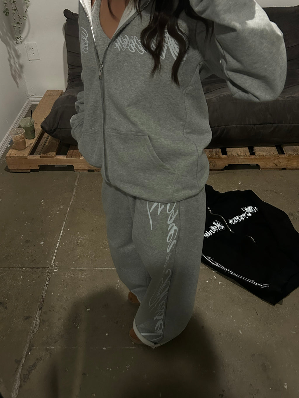 Gray sweatpants